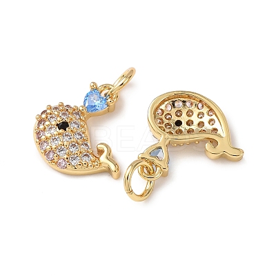 Brass Micro Pave Cubic Zirconia Charms KK-C143-41A-G-1