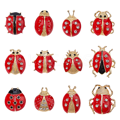 1 Bag Ladybug Enamel Pins JEWB-FH0002-56-1