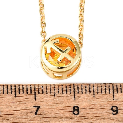 Brass Pave Cubic Zirconia Birth Stone Constellation Pendant Cable Chain Necklaces LS-NJEW-D334-01G-04-1