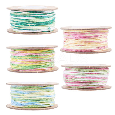 5 Rolls 5 Colors Segment Dyed Macrame Cotton Cord OCOR-TA0004-05D-1