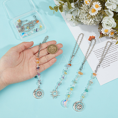 Glass & Alloy Pendant Decoration HJEW-OC00290-1