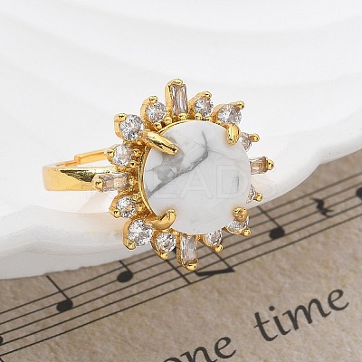 Sunflower Natural Howlite Finger Rings RJEW-B113-03G-06-1