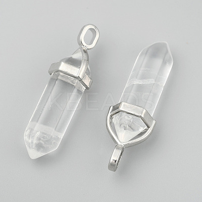 Natural Quartz Crystal Double Terminated Pointed Pendants X-G-F295-05P-1