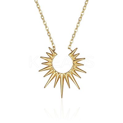 304 Stainless Steel Sun Pendant Cable Chain Necklaces with Minimalist European and American Style YZ7630-2-1