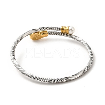 304 Stainless Steel Twist Rope Cuff Bangle BJEW-P283-18M-1