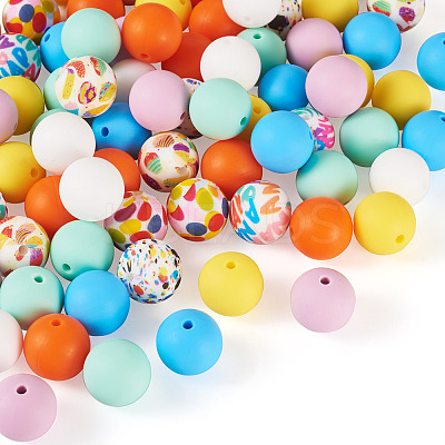 76Pcs Round Silicone Focal Beads SIL-TA0001-94-1