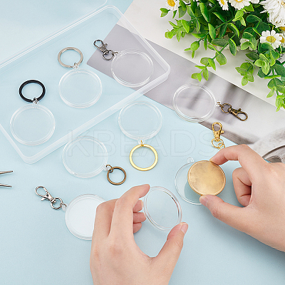 2 Sets 2 Style Commemorative Coin Acrylic Pendant Keychain Sets KEYC-FG0001-08-1