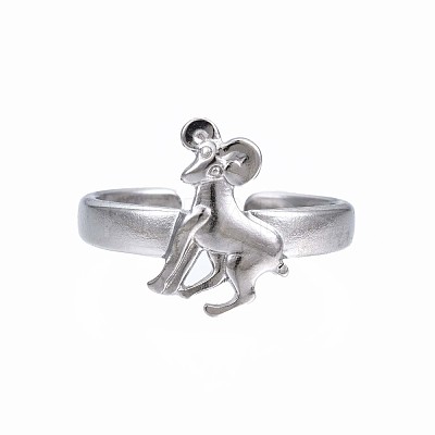 Non-Tarnish 304 Stainless Steel 12 Constellations/Zodiac Signs Open Cuff Ring for Women RJEW-S405-156P-L-1