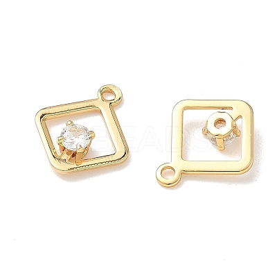 Brass Micro Pave Cubic Zirconia Rhombus Charms KK-Z136-01G-1