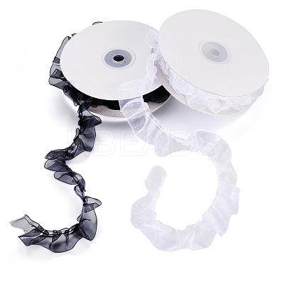 2Rolls 2 Colors Floral Polyester Lace Ribbon OCOR-TA0002-66-1
