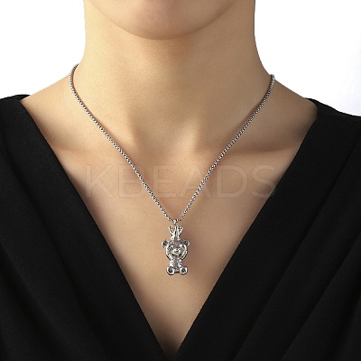 Non-Tarnish 304 Stainless Steel Bear Pendants Necklaces NJEW-K259-03P-1