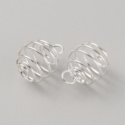 Stainless Steel Spiral Bead Cage Pendants STAS-WH0016-57S-1