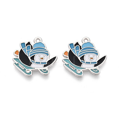 Rack Plating Alloy Enamel Penguin Pendants ENAM-T024-69A-P-1