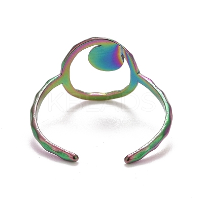 Rainbow Color Ion Plating(IP) 304 Stainless Steel Open Cuff Rings RJEW-A005-08-1