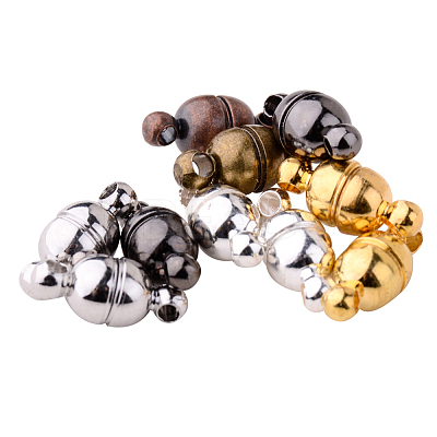 Mixed Color Oval Brass Magic Magnetic Clasps with Loops for Jewelry Making KK-PH0012-15-NF-1