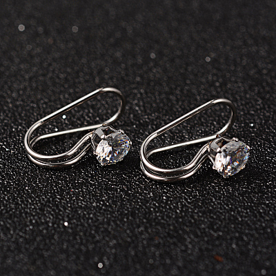 304 Stainless Steel Rhinestone Cuff Earrings EJEW-M055-01P-1