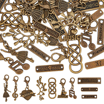 40Pcs 10 Style Alloy Pendants Decorations HJEW-BC00063-1