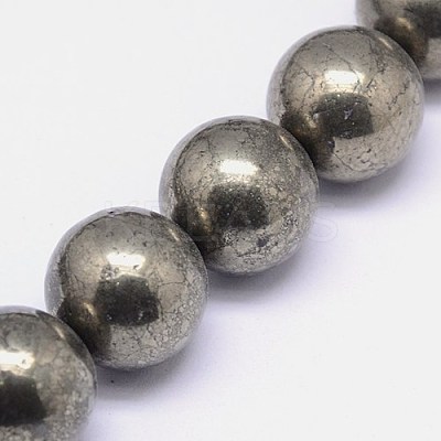 Natural Pyrite Beads Strands G-L031-18mm-01-1