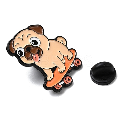 Pug with Skateboarding Enamel Pins JEWB-I055-04EB-08-1