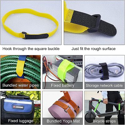 SUPERFINDING 16Pcs 8 Color Reusable Nylon Cable Ties FIND-FH0002-20-1