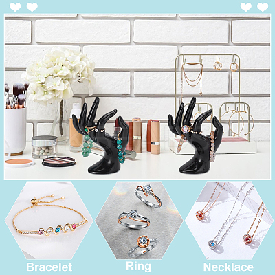 2Pcs Plastic Mannequin Hand Jewelry Display Holder Stands RDIS-UN0001-02B-1