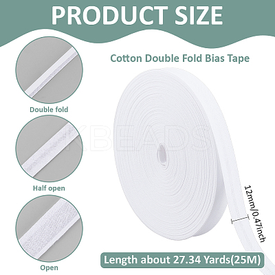 25M Cotton Double Fold Bias Tape OCOR-WH0070-163B-1