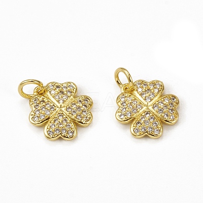 Brass Micro Pave Cubic Zirconia Charms KK-E068-VB113-1