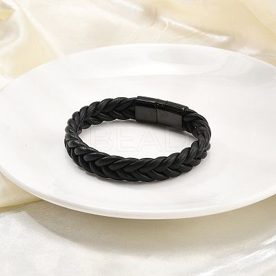 Ion Plating(IP) Braided Microfiber Leather Cord Bracelets for Men BJEW-Z081-13EB-02-1