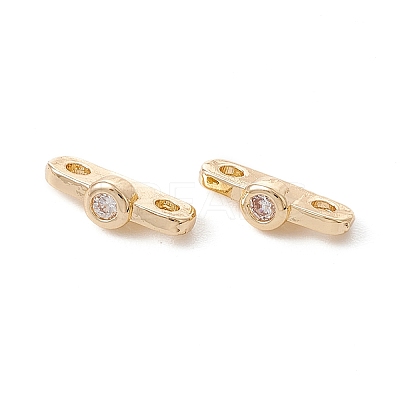 Rack Plating Brass Pave Clear Cubic Zirconia Connector Charms LS-KK-G433-04LG-1