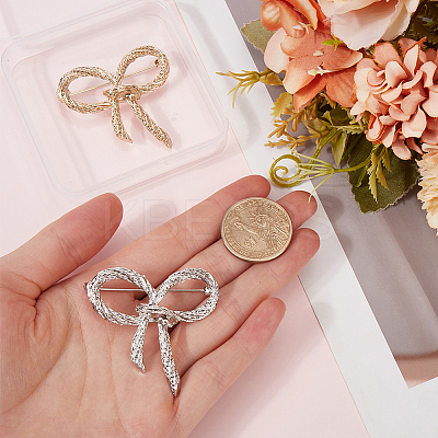 2Pcs 2 Colors Bowknot Alloy Brooches JEWB-GF0001-40-1
