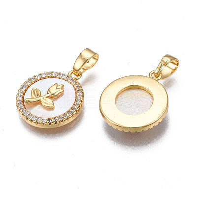 Brass Micro Pave Clear Cubic Zirconia Pendants KK-N233-165-1