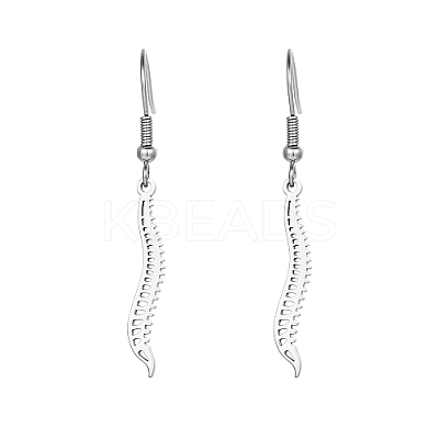304 Stainless Steel Spine Dangle Earrings WC7930-1-1