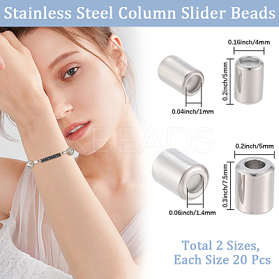 40Pcs 2 Styles 201 Stainless Steel Beads STAS-BBC0007-52-1