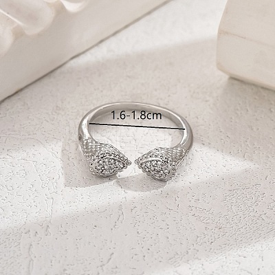 Elegant Brass Cuff Ring with Clear Cubic Zirconia YQ9976-1