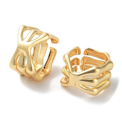 Brass Open Cuff Rings for Women RJEW-E292-25G-1