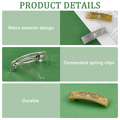 2Pcs 2 Colors Alloy Hair Barrettes OHAR-CP0001-29-1