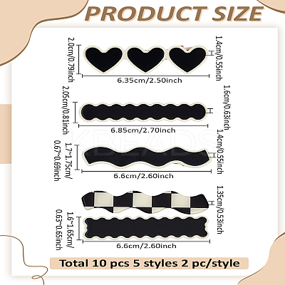 10Pcs 5 Style Alloy & PVC Alligator Hair Clips PHAR-LP0001-35B-1