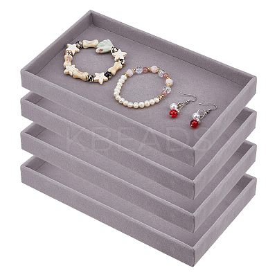 Rectangle Velvet Jewelry Display Trays for Rings ODIS-WH0113-14B-1