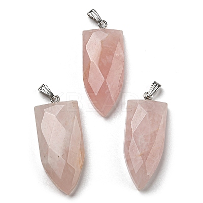 Natural Rose Quartz Pointed Pendants G-M405-07P-03-1