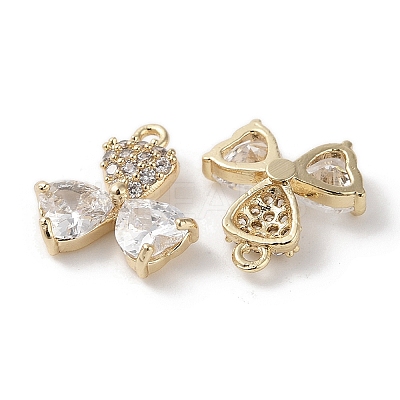 Brass Micro Pave Clear Cubic Zirconia Pendants KK-G491-06G-1