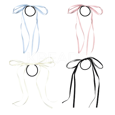4Pcs 4 Colors Satin Hair Ties OHAR-GO0001-15-1