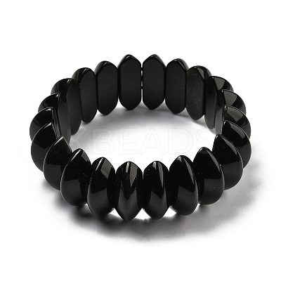 Bicone Natural Obsidian Beads Stretch Bracelets for Women Men BJEW-C097-05E-1