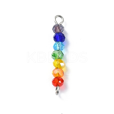 Electroplated Colorful Faceted Glass Rondelle Beaded Connector Charms PALLOY-JF02529-01-1