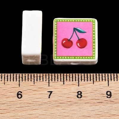 Printed Handmade Porcelain Beads PORC-G016-04W-1