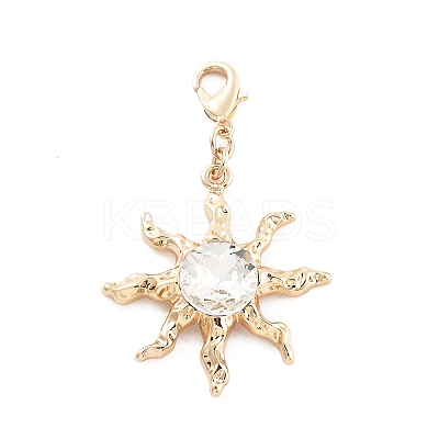 Alloy Rhinestone Pendant Decoration HJEW-P021-01G-G-1