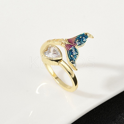 Brass Pave Clear Cubic Zirconia Cuff Rings RJEW-V013-01G-1