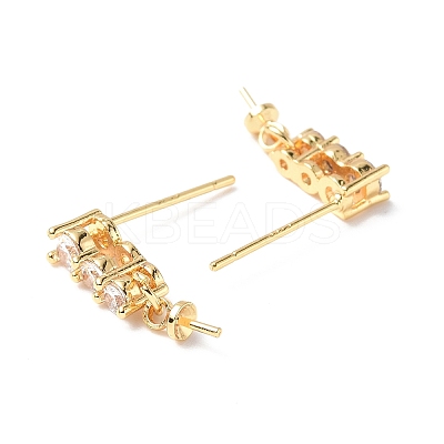 Brass Glass Rhinestone Stud Earring Findings KK-B063-12G-1