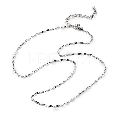 2MM 304 Stainless Steel Textured Dapped Chain Necklaces NJEW-T016-14P-1