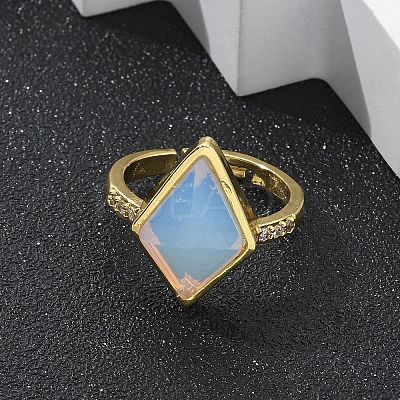 Rhombus Opalite Finger Rings RJEW-B113-01G-05-1