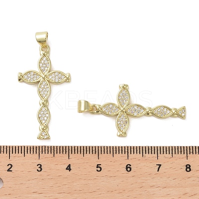 Brass Micro Pave Clear Cubic Zirconia Pendants KK-H466-09G-01-1